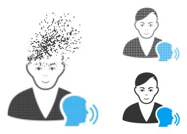 Simge yüzü ile konuşurken piksel yarı ton Psikanaliz çözünmüş