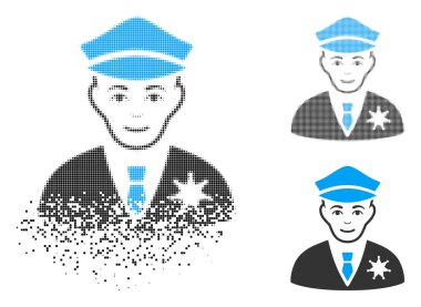 Yüz ile parçalanmış Pixelated yarı ton Şerif simgesi