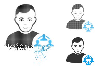 Yüz ile rendelenmiş Pixelated yarı ton Sosyal Networker simgesi