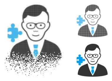 Noktalı yarım ton uzman simge yüzü ile kırık