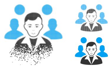 Yüzü yok, pixelated yarı ton ve hasarsız tüm sürümleri ile personel lideri simgesi. Parçaları eriterek personel lideri piktogram vektör düzenlenir.