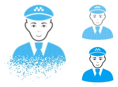 Işıltı nokta yarı ton taksi sürücüsü simgesini yüz