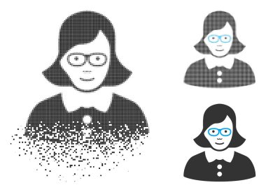 Yüz ile parçalanmış Pixelated noktalı resim öğretmen hanım simgesi