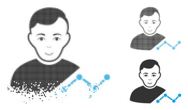 Pixelated yarı ton Kullanıcı grafik simgesini yüzü ile dağınık