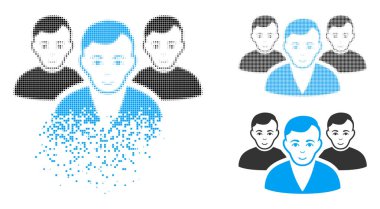 Piksel yarı ton Kullanıcı Grup simgesi yüz dağılmakta