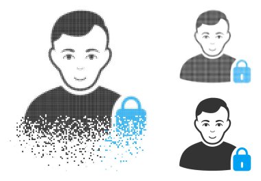 Işıltı piksel yarı ton Kullanıcı yüz simgesi kilitli