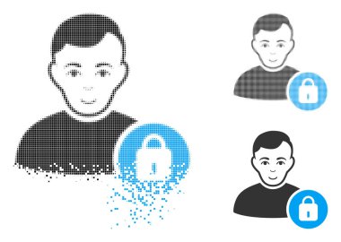 Piksel yarı ton Kullanıcı kilit simgesi yüz ile imha
