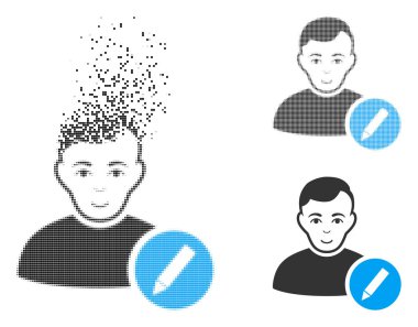 Rendelenmiş piksel yarı ton Kullanıcı değiştirmek yüz kalem simgesi