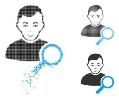 Nokta yarı ton Kullanıcı arama simgesi yüz ile harcanmış