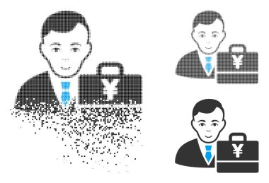 Yüz ile ayrıştırılmış Pixelated yarı ton Yen Accounter simgesi