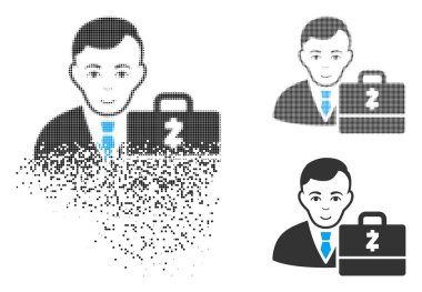 Noktalı yarım ton Zcash Accounter simgesi yüz ile kırılmış