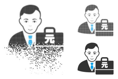 Yüz ile harcanmış piksel yarı ton Yuan Renminbi Accounter simgesi