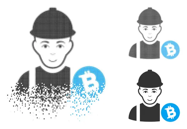 Piksel noktalı resim Bitcoin madenci simge yüzü ile çözünmüş