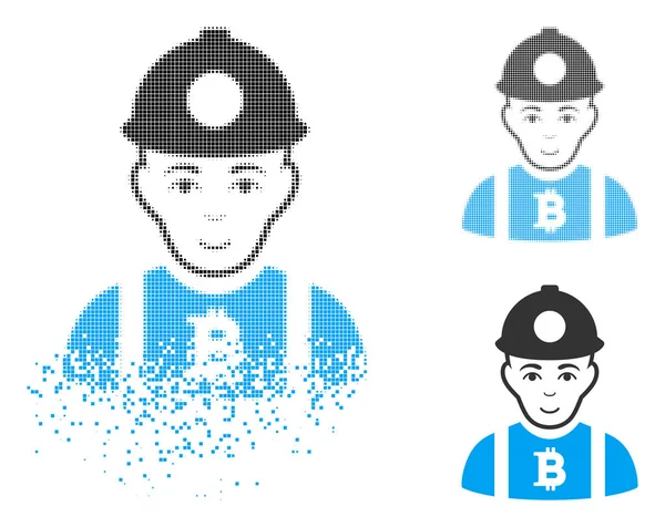 Yüz ile kırık piksel noktalı resim Bitcoin madenci simgesi