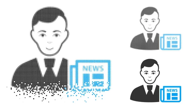 Disparition Dot Halftone Homme d'affaires Nouvelles Icône avec visage — Image vectorielle