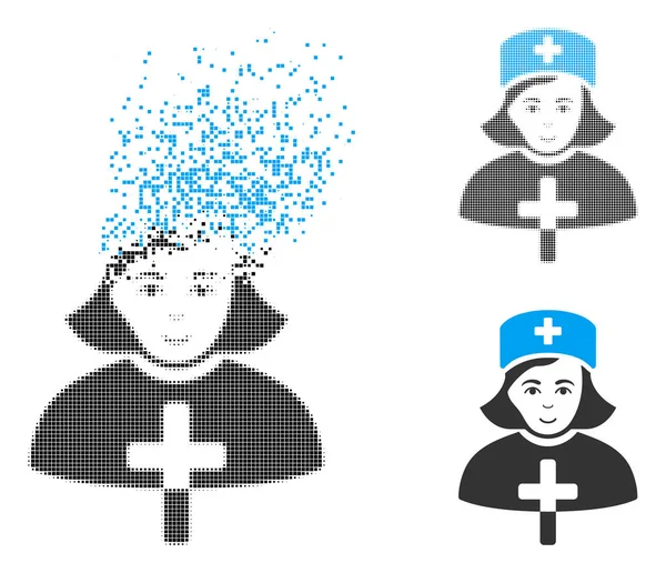 Yüz ile kırık piksel yarı ton Katolik Bayan Doktor simgesi