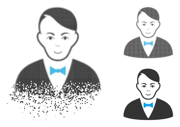 Yüz ile tahribe Pixelated yarı ton satıcı simgesi