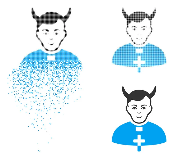 Rozproszone pikseli rastra diabeł księdza ikona z twarzy — Wektor stockowy