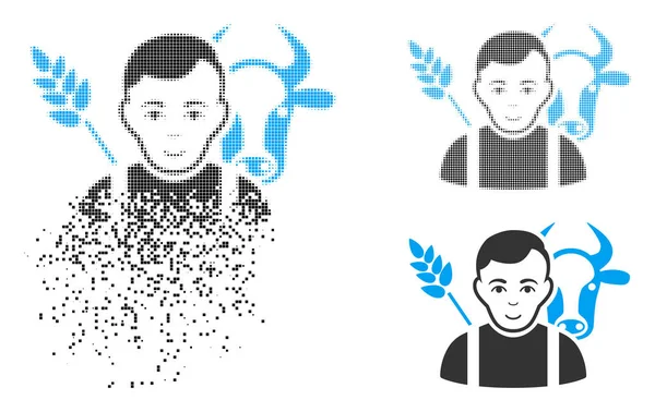 Piksel yarı ton çiftçi simge yüzü ile çözünmüş