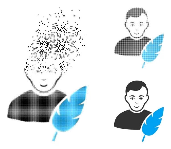 Nokta yarı ton tüy yazar simge yüzü ile çözünmüş