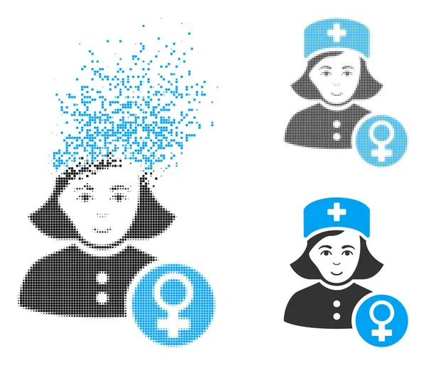 Yüz tahribe nokta yarı ton jinekolog Bayan Doktor simgesiyle