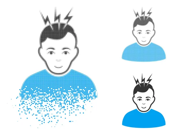 Yüz ile toz piksel noktalı resim baş ağrısı simgesi