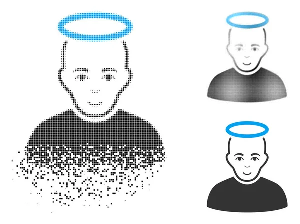 Noktalı yarım ton kutsal adam simge yüzü parçalanmış