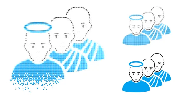 Dot décomposé Halftone Saints hommes Icône avec visage — Image vectorielle