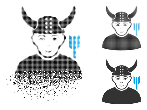 Pixelated yarı ton boynuzlu savaşçı simge yüzü ile kırık