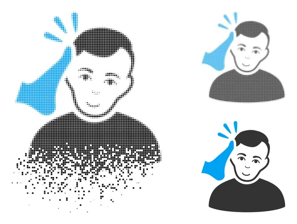 Yüz ile kırık nokta yarı ton kick boks simgesi