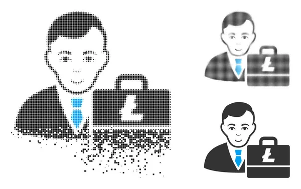 Noktalı yarım ton Litecoin Accounter simgesi yüz ile rendelenmiş