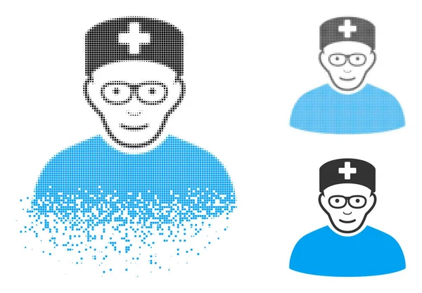 Yüz ile noktalı yarım ton tıbbi uzman simgesi çürümüş