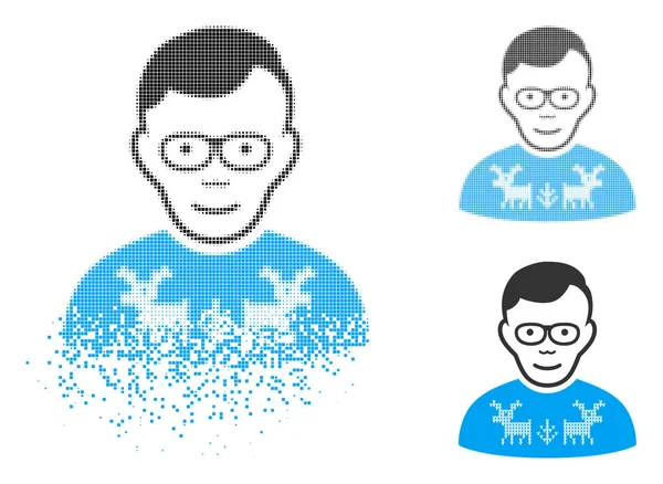 Piksel yarı ton inek adam simge yüzü ile çözünmüş