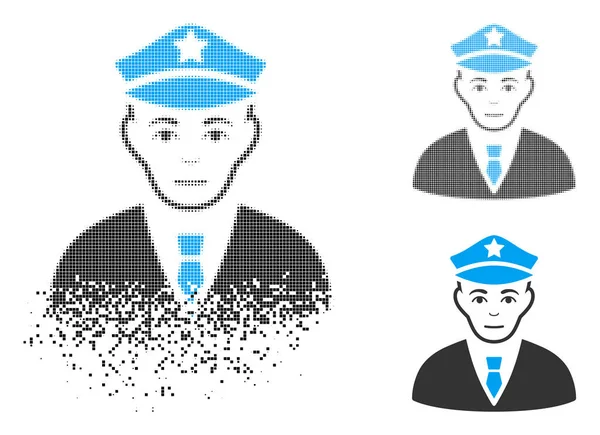 Yüz ile noktalı yarım ton polis simgesi çürümüş