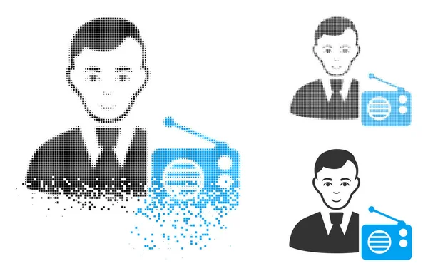 Yüz ile ayrıştırılmış Pixelated yarı ton radyo Dictor simgesi