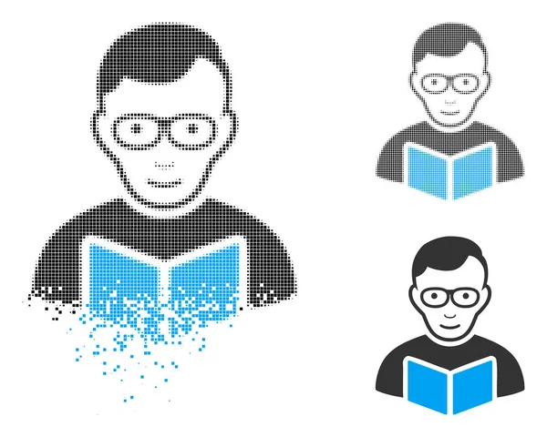 Yüz ile eriterek piksel yarı ton okuyucu öğrenci simgesi