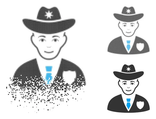 Fragmentierte punktierte Sheriff-Ikone mit Gesicht — Stockvektor