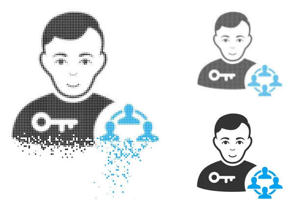 Noktalı yarım ton sosyal mühendis simge yüzü ile kırık