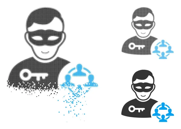 Noktalı yarım ton sosyal Hacker simgesi yüz zarar