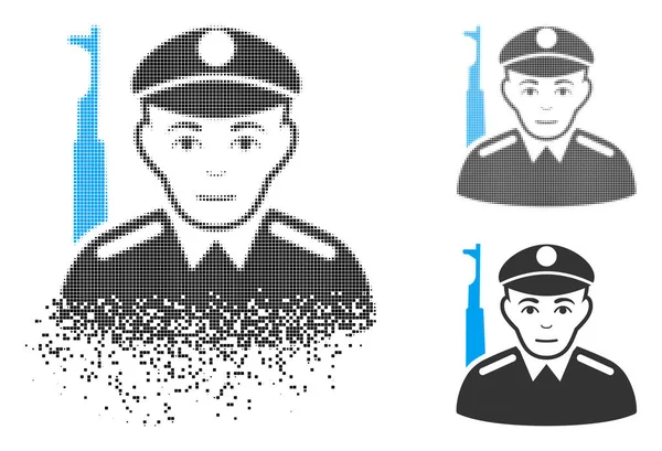 Yüz ile tahribe Pixelated yarı ton asker simgesi