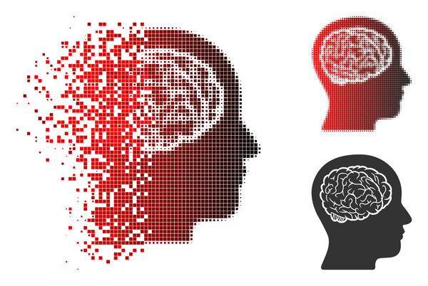 Измельчённая икона мозга полутонов пикселей
