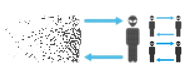Desintegrando o meio-tom pontilhado Alien Exchange Arrows Ícone — Vetor de Stock