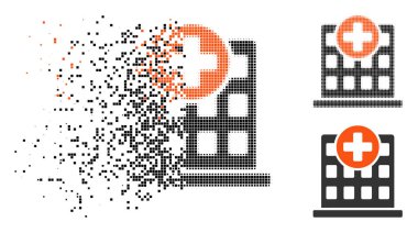 Parçalanmış Pixelated yarı ton klinik cephe simgesi