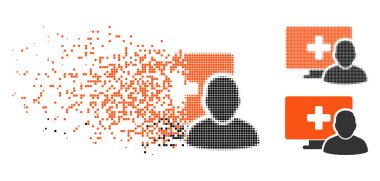 Çözünmüş Pixelated yarı ton bilgisayar tıbbi istemci kutsal kişilerin resmi