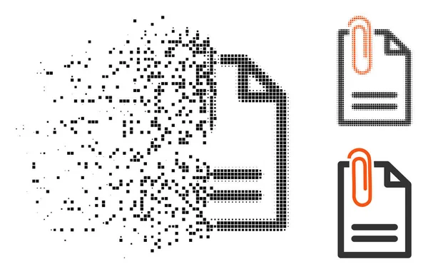Pixel cassé Halftone Joindre l'icône du document — Image vectorielle