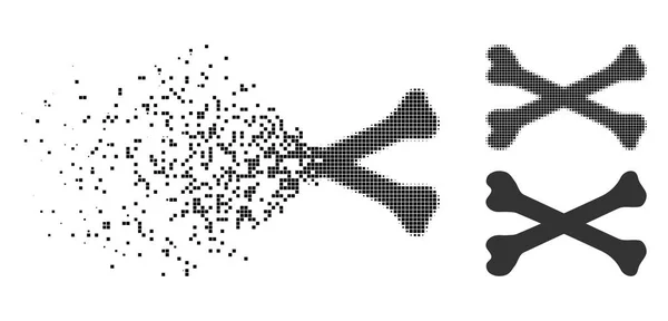 Icône d'os de demi-ton pointillés de poussière — Image vectorielle