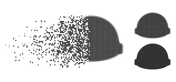 Pixel détruit Halftone Builder Helmet Icône — Image vectorielle