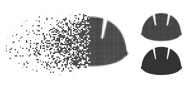 Disparition Pixelated Halftone Builder Helmet Icône — Image vectorielle