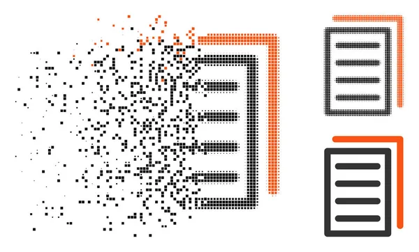 Verpixelte Halbtonkopie-Dokument-Ikone — Stockvektor