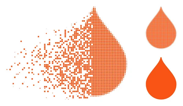 Ícone Gota Dissolvido Meio Tom Pontilhado Versões Sólidas Intactas Partículas — Vetor de Stock